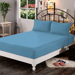 Комплект в цвят ПЕТРОЛ – чаршаф с ластик и 2 калъфки 